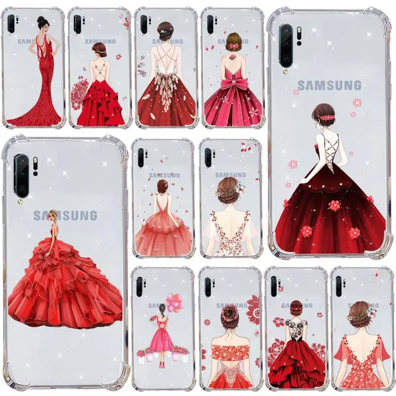 

Fashion cartoon red girl Phone Case Transparent for Samsung s9 s10 s20 Huawei honor P20 P30 P40 xiaomi note mi 8 9 pro lite plus