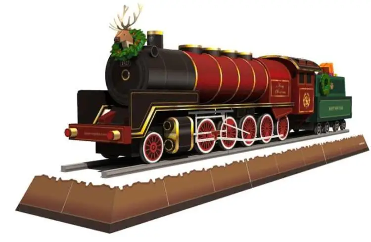 3D головоломка бумажная модель здания игрушка Счастливого Рождества Поезд