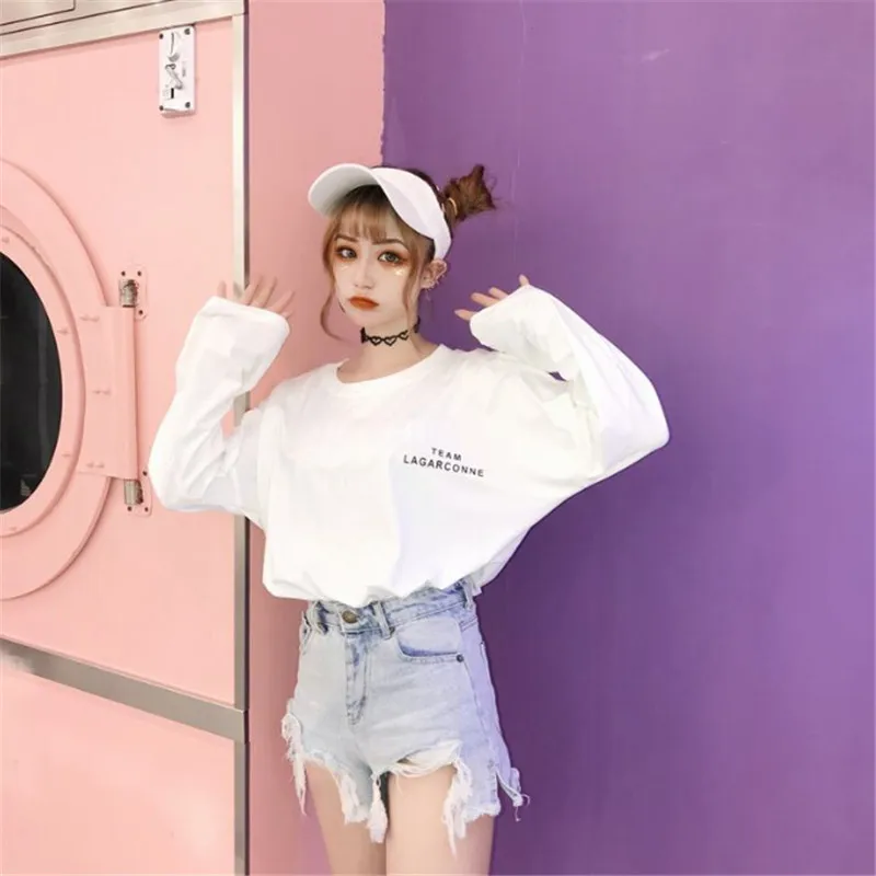 Женская футболка с длинным рукавом круглым вырезом|Футболки| |