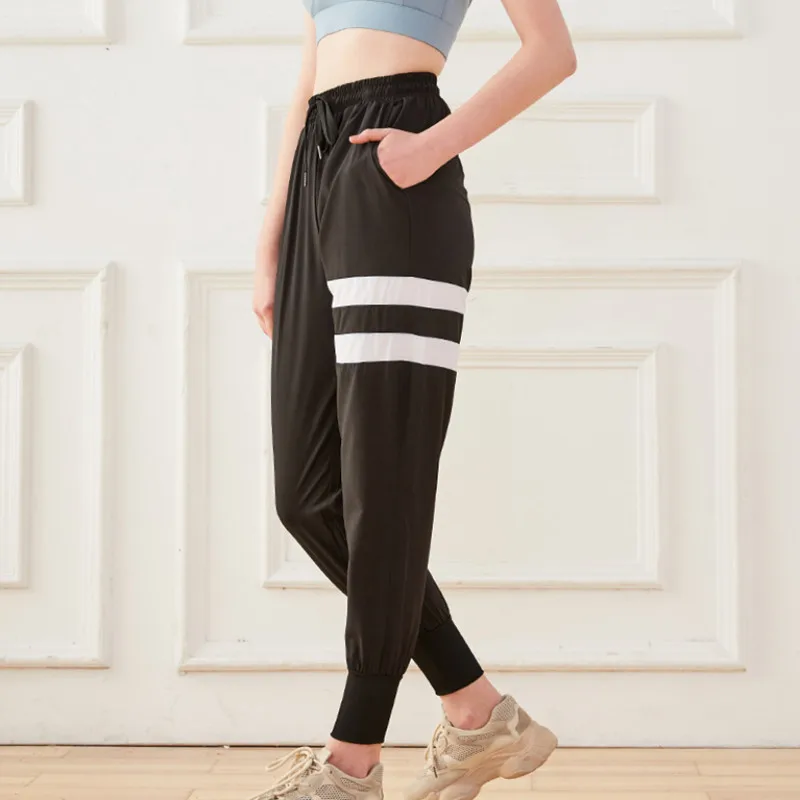 Thin high-waist sports pants women loose-fitting casual pants nine-point quick-drying running yoga dance fitness pants