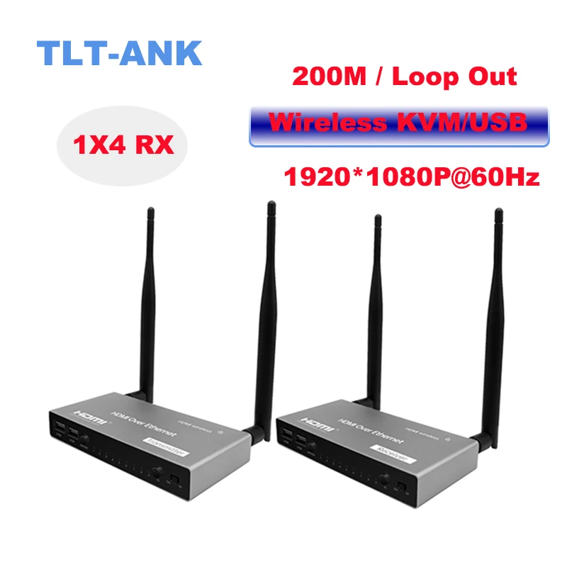 The latest 200M loop-out HDMI extender updated HD Ip Usb Kvm wireless transmitter receiver Hdmi Wifi Ethernet extender