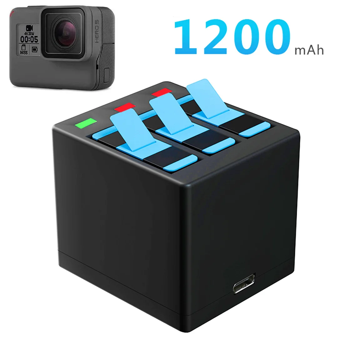 

For GoPro Hero 8 Black Battery Triple Charger for Go Pro Hero8 7 6 5 Black Camera Battery Fast Charging for GoPro Hero 8 7 6 5