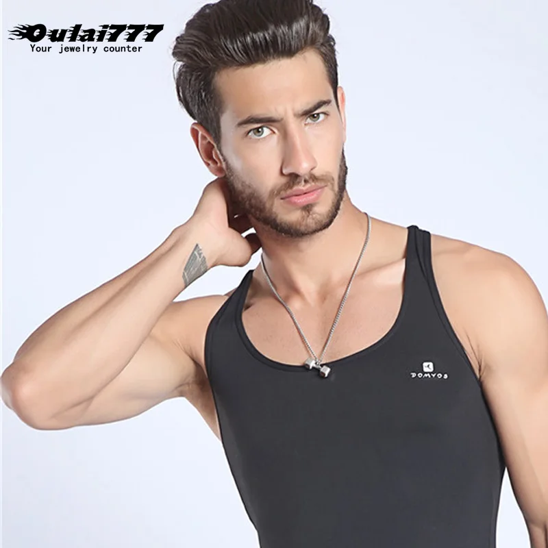 

Couple Barbell Necklace Men Pendant Fitness Jewelry Stainless Steel Sports Necklace Fashion Gifts for Male Accessories Wholesale
