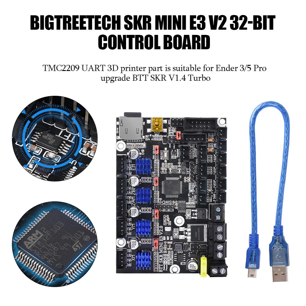 

32-битная плата управления BIGTREETECH SKR MINI E3 V2 с TMC2209 UART для Ender 3/5 Pro Upgrade BTT SKR V1.4 Turbo, запчасти для 3D-принтера