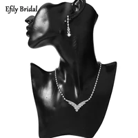 efily crystal bridal jewelry sets luxury rhinestone dangle earrings backdrop necklace wedding jewelry korean fashion bridesmaid