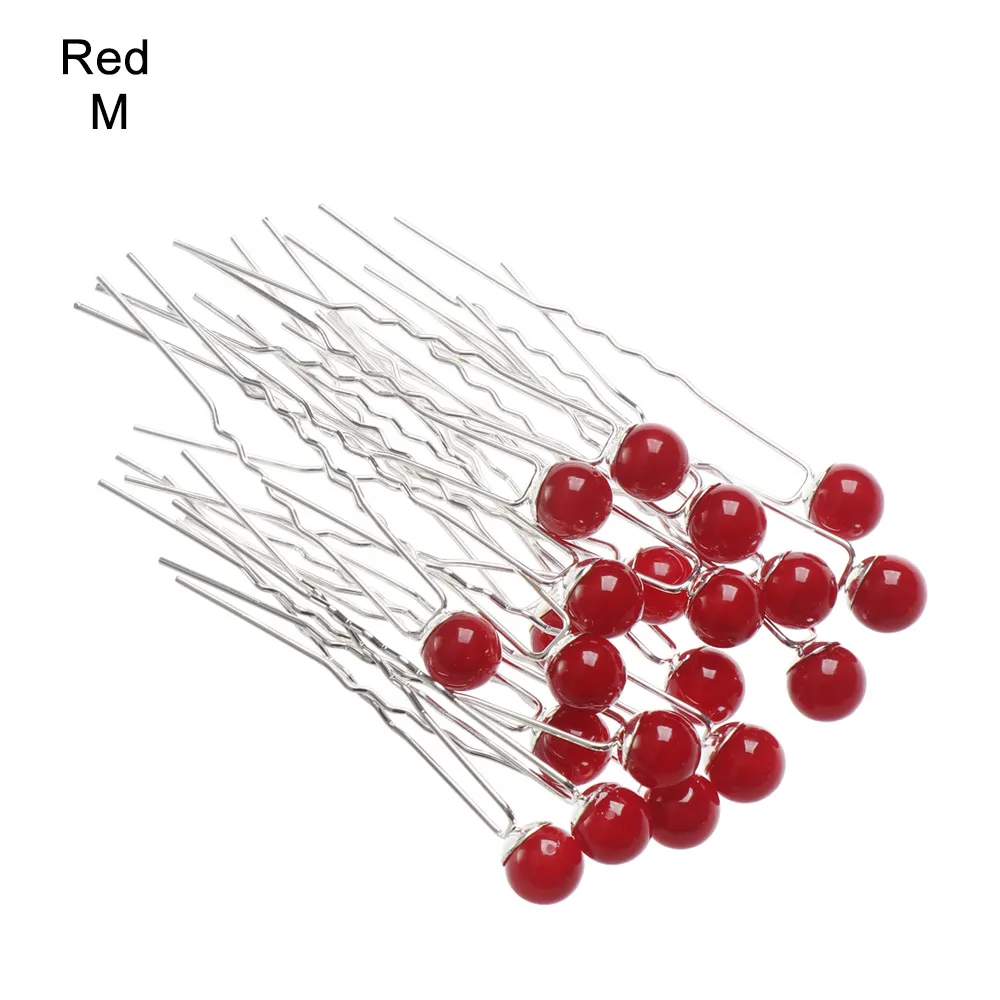 M Red 20 шт./компл. черный U образный заколка для волос для укладки волос ювелирные изделия заколка зажим металлические шпильки для Для женщин аксессуары для волос bijoux(украшения своими руками) cheveux - Окраска металла: M Red