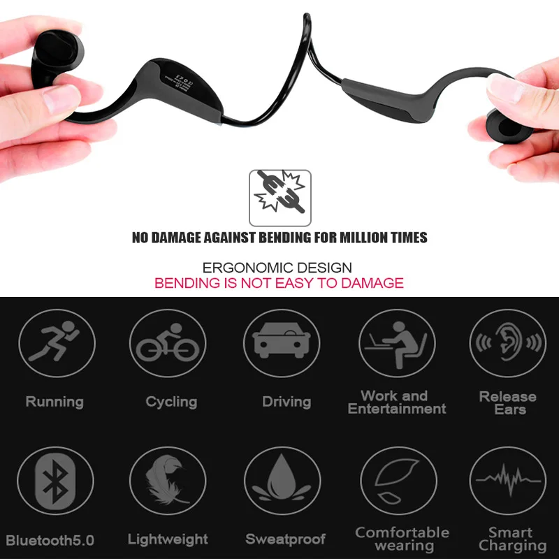 2019 Bluetooth 5 0 Беспроводные наушники с костной проводимостью для спорта