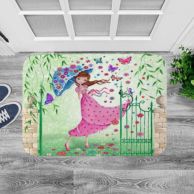 Ковер для девочек с розовыми цветами большой коврик спальни игровой детский