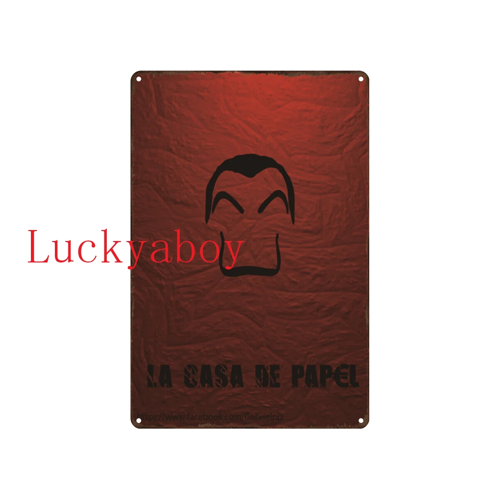 

LA CASA DE PAPEL Money Heist TV Show Art Series Bella Ciao Tin Poster Plate Decoration Cafe Pub Man Cave Home Wall Decor AL098