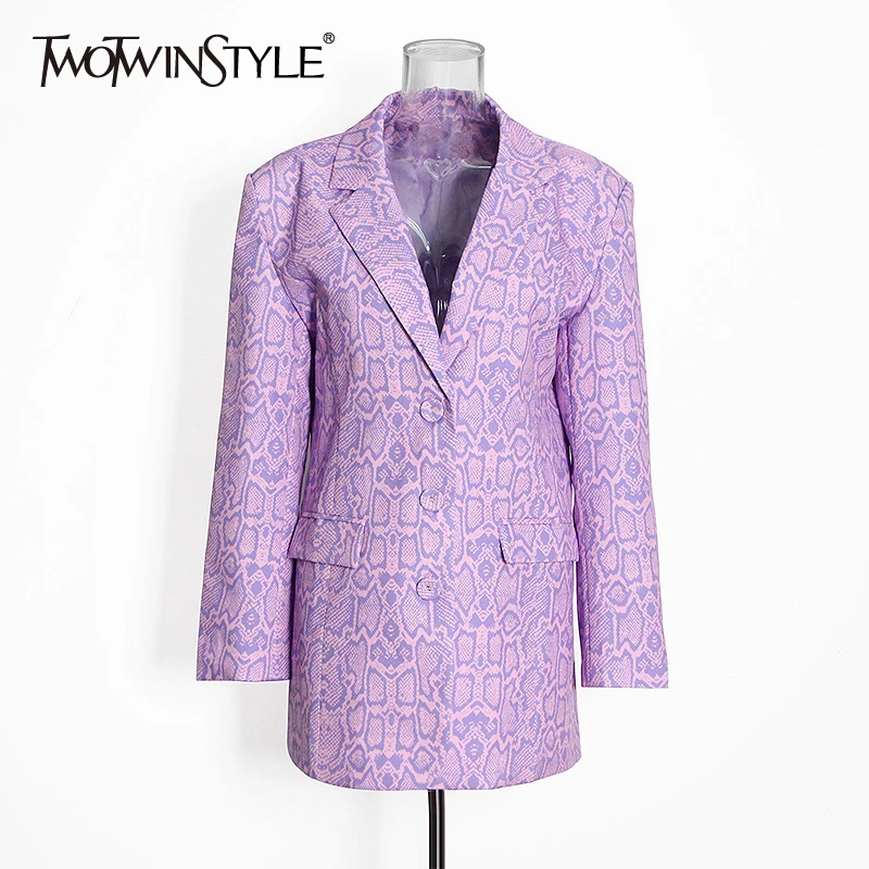 

Женский блейзер TWOTWINSTYLE, зеленый Повседневный пиджак с длинным рукавом и принтом, весна 2021