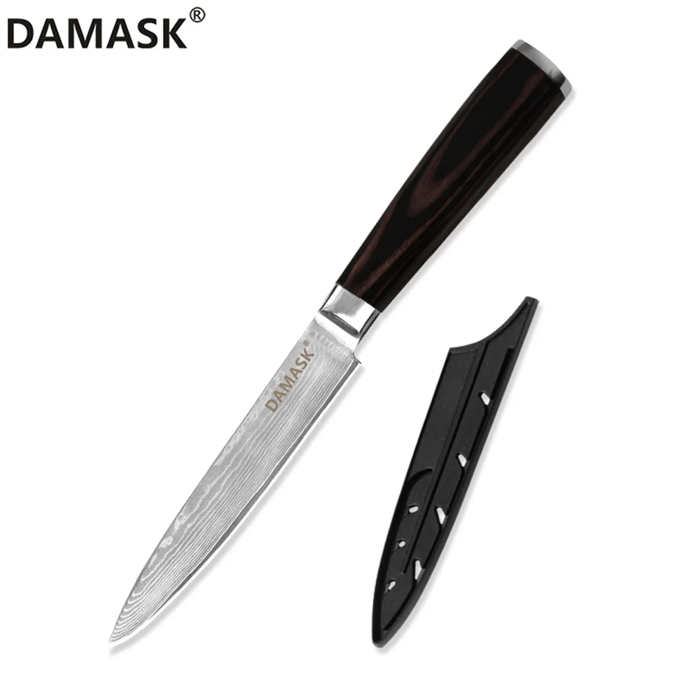 4.5 inch Utility Дамасские Ножи 5 дюймов Многофункциональный кухонный нож с цветной деревянной ручкой 73 слоя VG10 японские Дамасские стальные ножи режущие инструменты - Цвет: 4.5 inch Utility