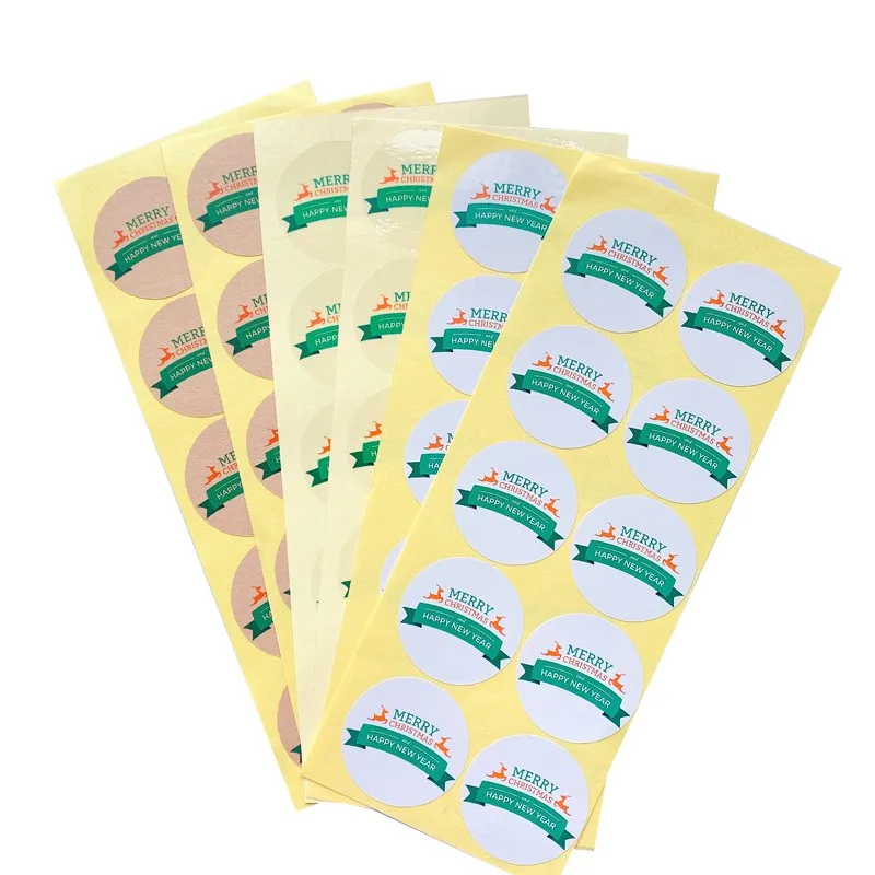 

100pcs Green Merry Christmas & Happy New Year Creative Decor For Party DIY Packaging Stationery Stickers