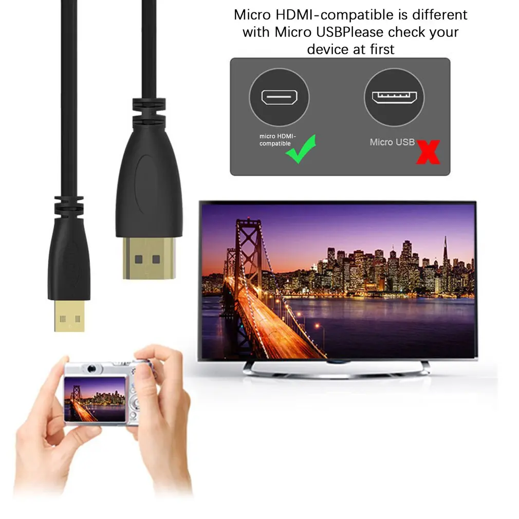 1 м HDMI совместимый кабель для телевизионного проектора компьютера Micro USB к