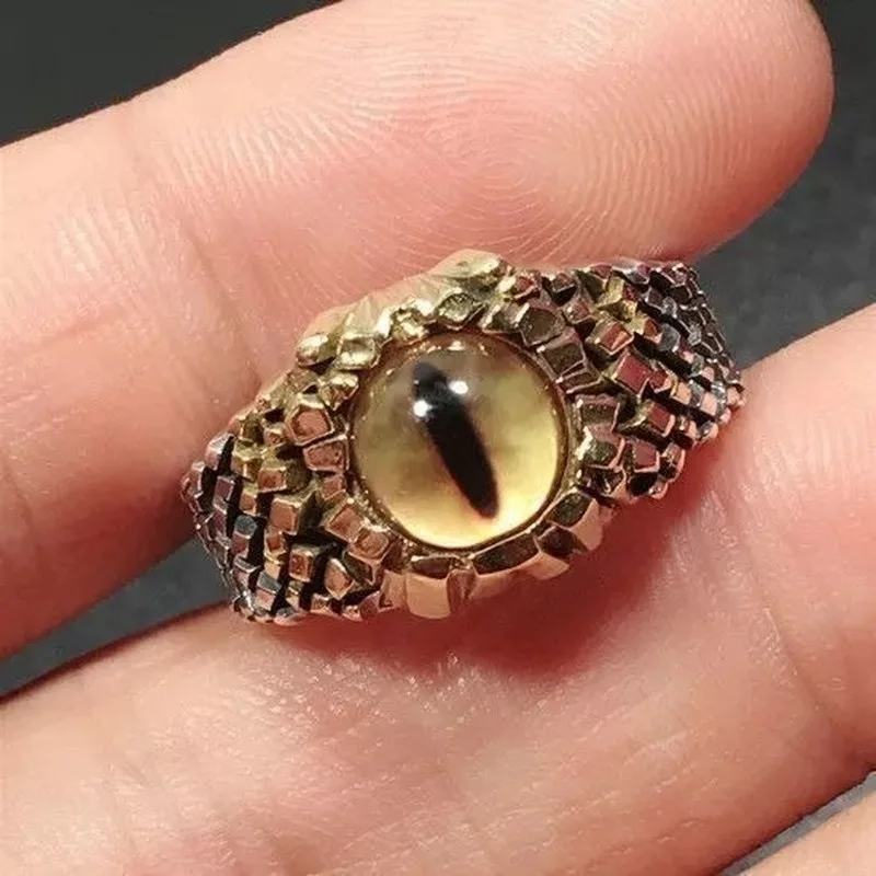 

New Alloy Devil's Eye Opening Adjustable Multicolor Male Rings Punk Style Diamond Jewelry Ring For Man