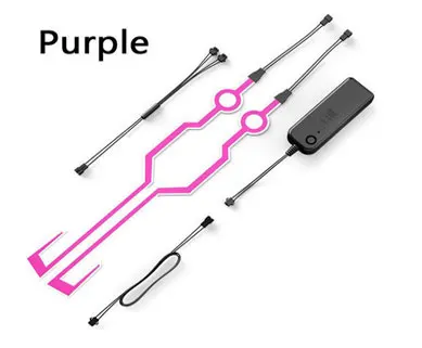 Purple Декоративный фонарь для мотоцикла, сигнал для ночной езды, водонепроницаемый прочный шлем, комплект, мигающий светодиодный фонарь в полоску - Цвет: Purple