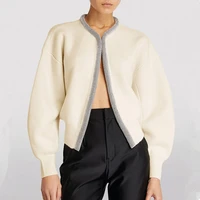 womens cropped sweater cardigan 2022 spring luxury diamonds beaded loose knitted coat designer bomber jacket