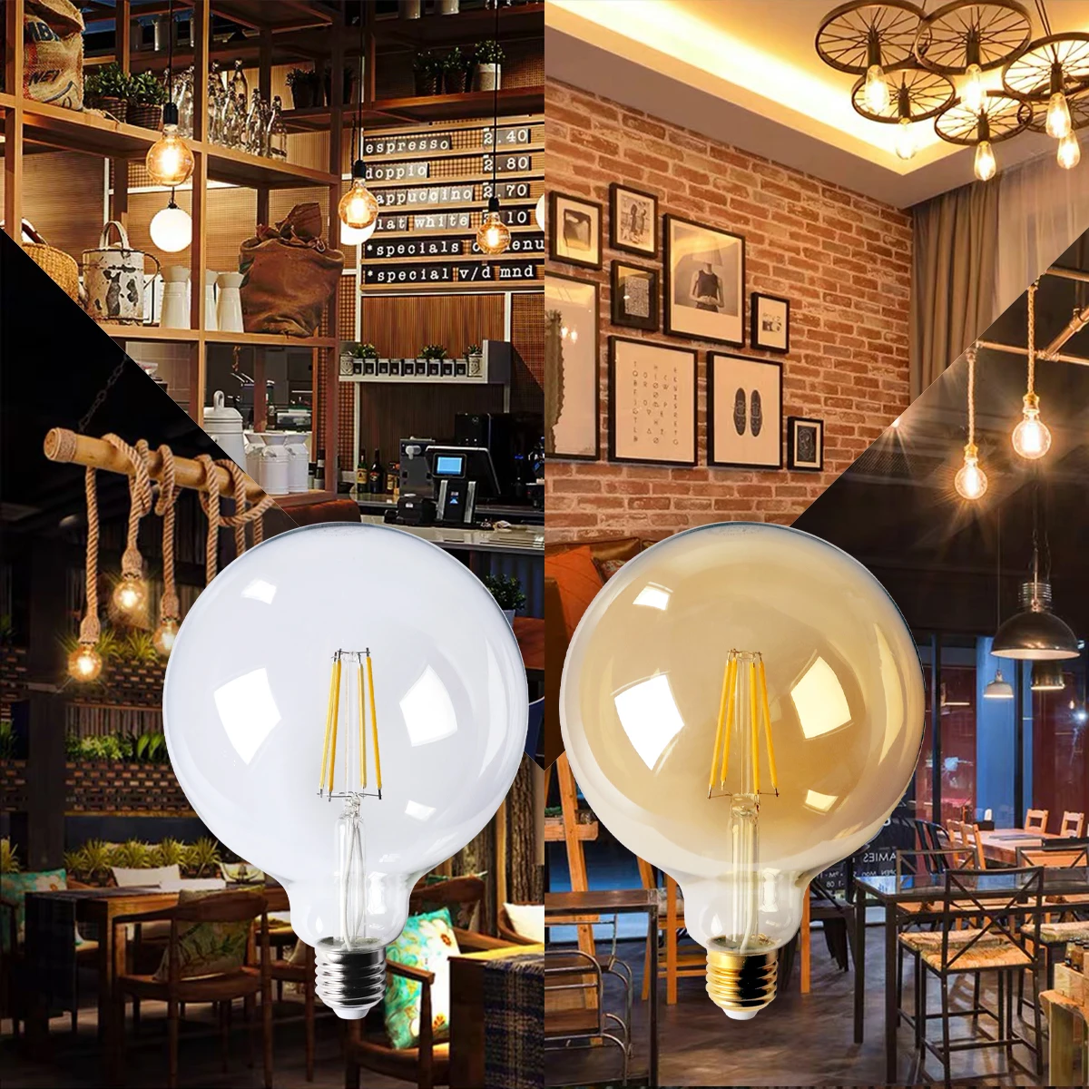 

Chrismas Decor 2pcs/lot Retro Edison Filament Bulb G125 8W E27 Bombillas 220-240V Gold Glass Bulb Home Decoration