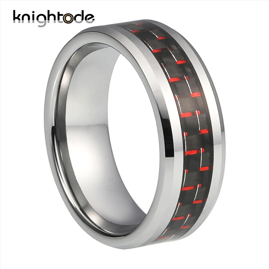 8 мм высокое качество карбида вольфрама обручальное кольцо черный/красный
