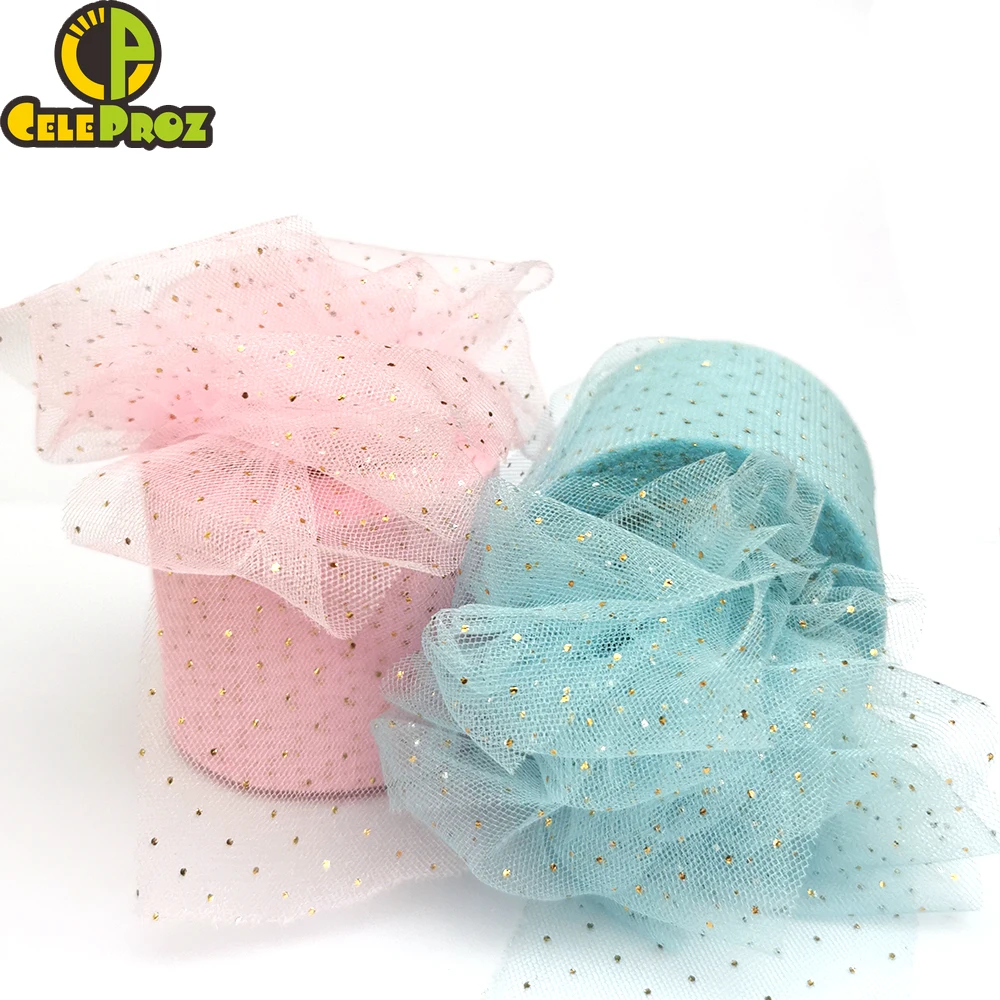 6 см 25 ярдов Золотой Тюль в горошек Блестящая лента из органзы сетчатый тканевый