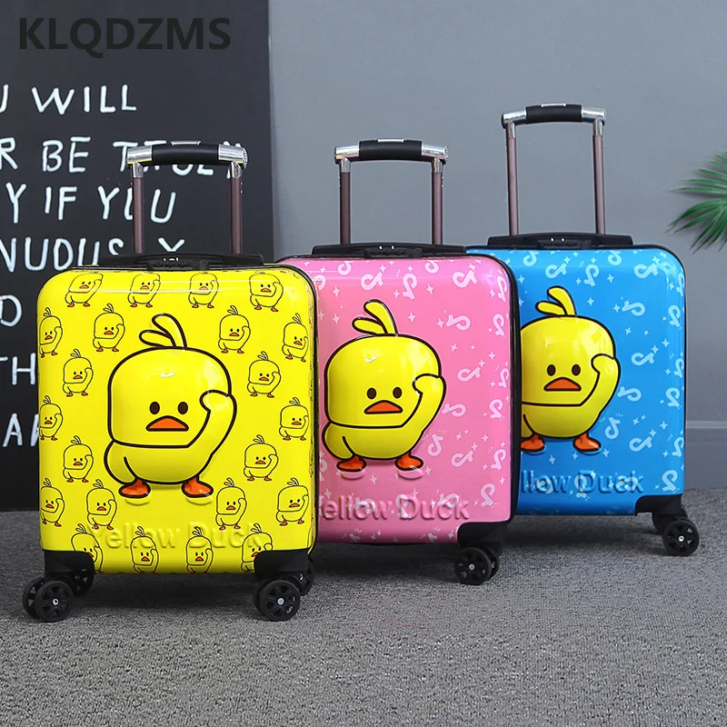 KLQDZMS 18 Inch Cartoon Child Suitcase Fashion Kids Luggage On Wheels Popular Rolling Luggage Young Child Trolley Suitcase Bag