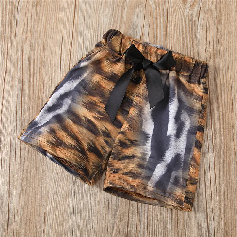 

0-24M Baby's Leopard Two Piece Suit, Casual Round Neck Short Sleeve Elastic Head Short Pants for Daily Summer Spring