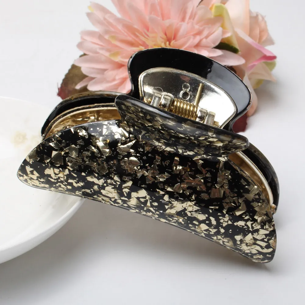 Большой зажим для волос с леопардовым принтом Женский акриловый пластиковый