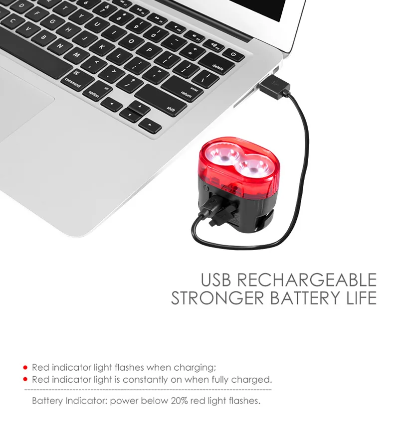 Умный задний фонарь для велосипеда Gaciron светодиодный с зарядкой через USB