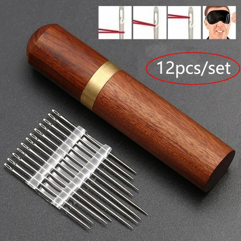 

12pcs Sewing Needles Blind Set Side Opening Hole Fast Throughing Stainless Steel Darning Hand Needle Tools Home Diy Jewelry