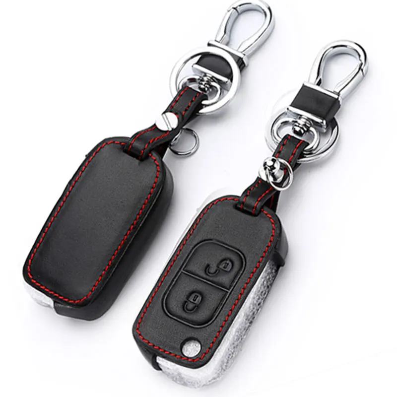 Genuine Leather Car Key Case Cover For Mercedes Benz Smart Fortwo Forfour City Roadst w212 w124 gla cla amg Shell Skin Protect | Автомобили