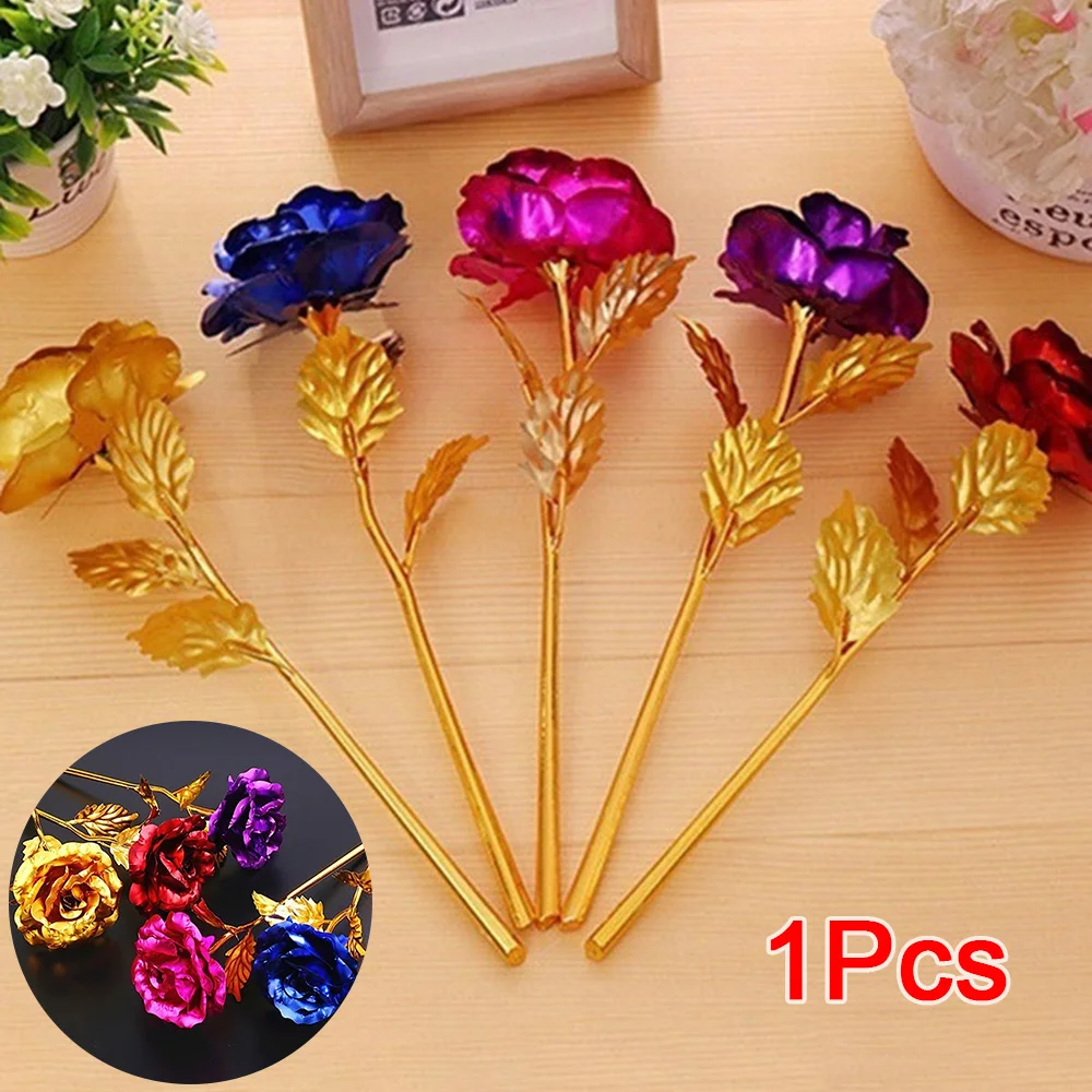 Rose Flower 24K Gold Foil Gold-Plated Decorative Best Bouquet Gift for Valentine's Day Mother's | Дом и сад