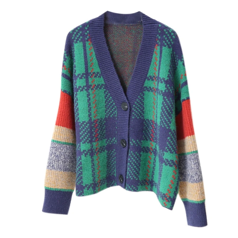 Trytree 2019 Осень Зима Женский Повседневный свитер с v-образным вырезом однобортный