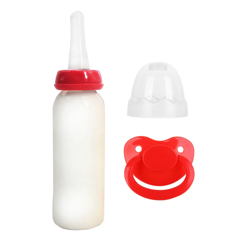 

2PCS DDLG adult baby bottle abdl and adult pacifier bottle Little Space silicone bebe bottle Red Daddy Girl dummy holder 240ML