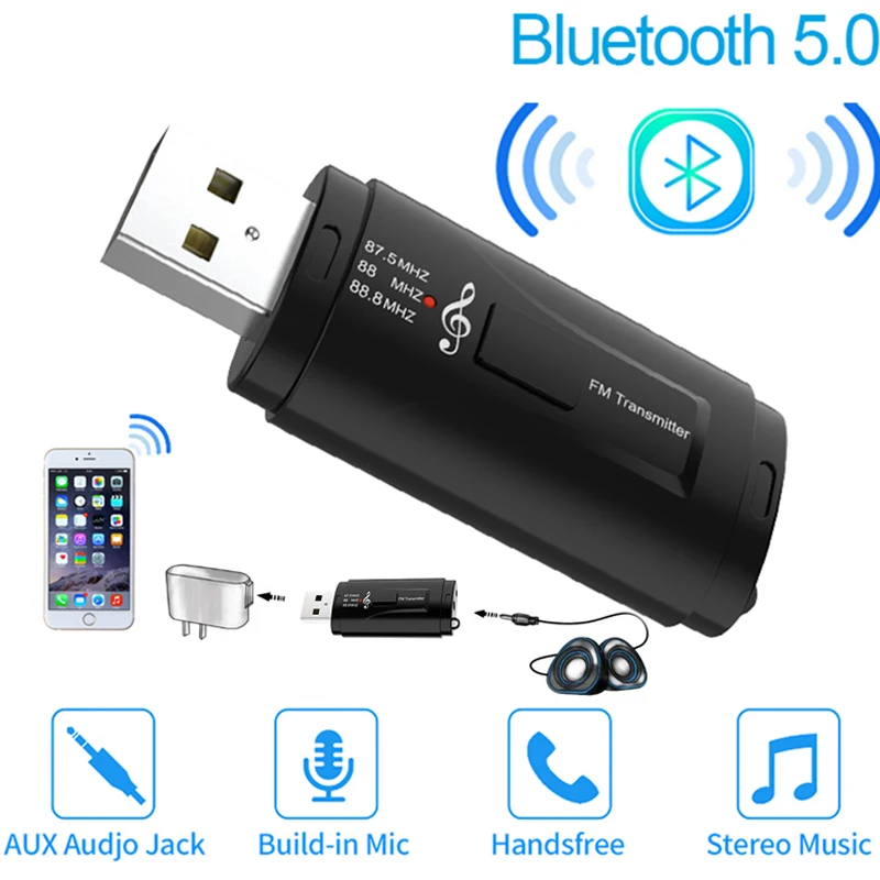 Автомобильный FM-передатчик Usb 3 5 мм AUX Bluetooth 0 стерео аудио адаптер с двумя выходами