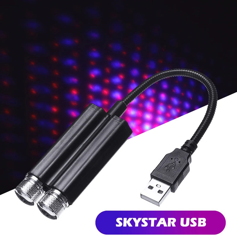 

Светильник на крышу автомобиля, романтическая атмосфера, мини-USB, двойная звезда, потолочный светильник, чудесный светильник на крышу автом...