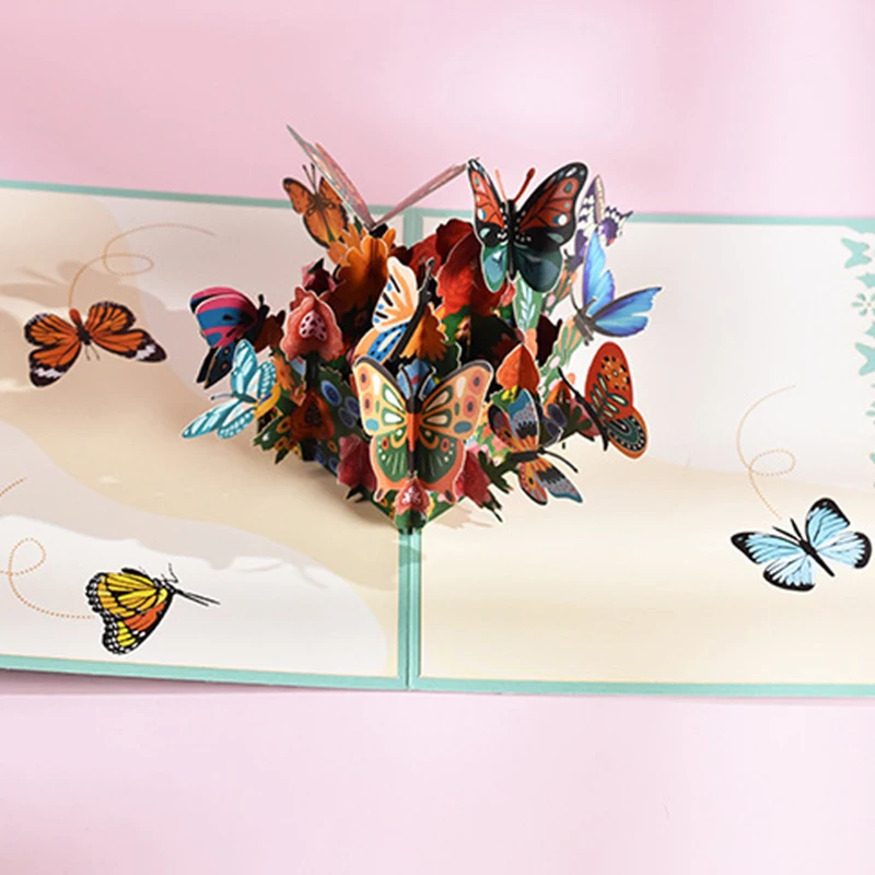 

3D Pop UP Happy Birthday Greeting Cards Invitation Card Butterflies Card 3D всплывающая открытка с днем ​​рождения