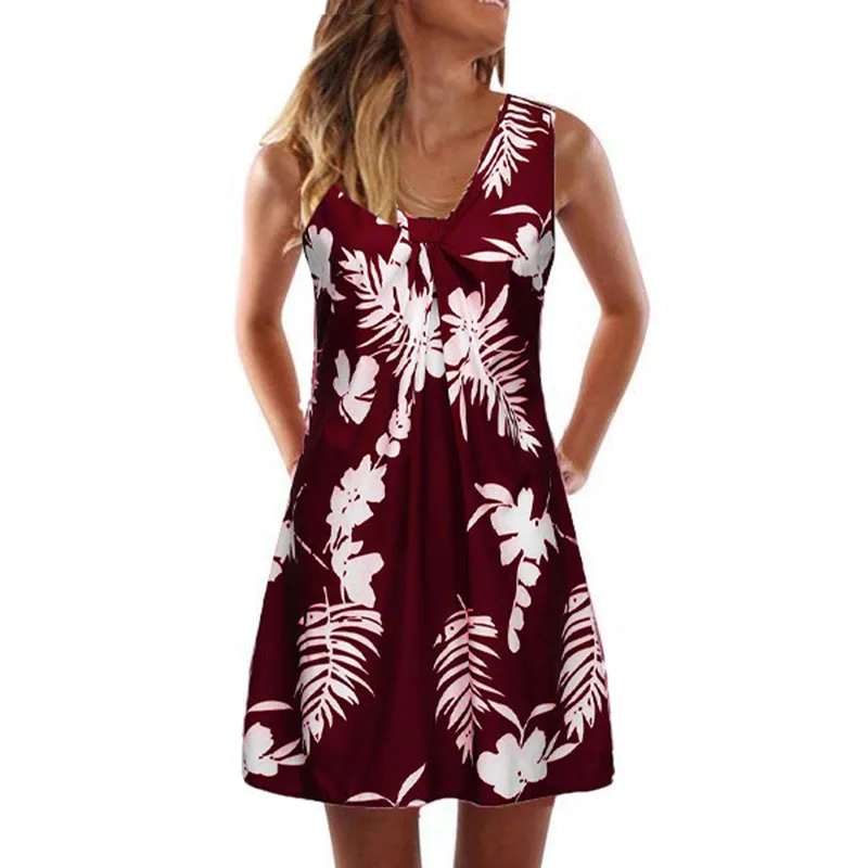 

Женский пляжный Повседневный сарафан без рукавов с V-образным вырезом