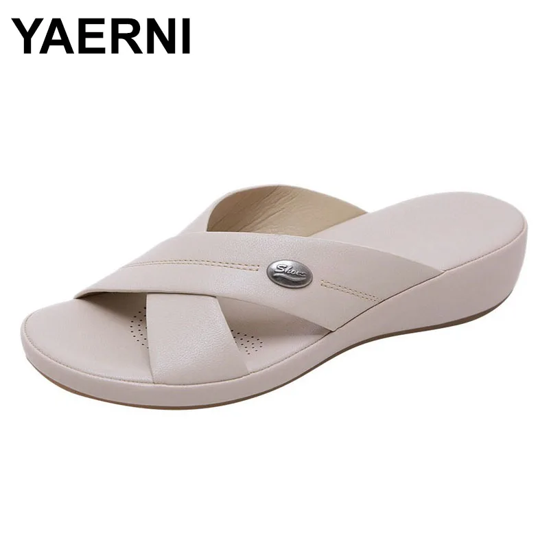 

YAERNI Zapatillas с hebilla de zapatillas de gran tamaolo с suela suave informal de verano con suela blanda cruzada para muje