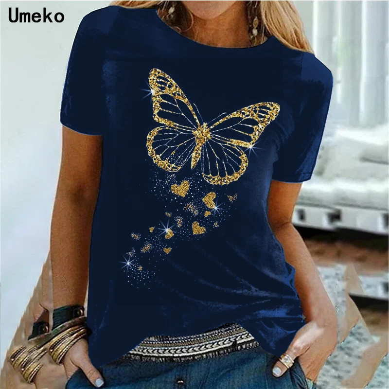

Новинка 2021, модная крутая модная женская футболка с принтом бабочки, летняя футболка с коротким рукавом, Мужской Повседневный Топ большого ...