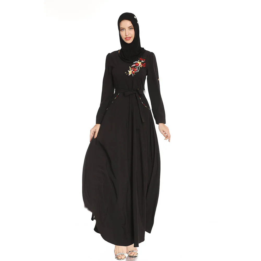 

Women Muslim Embroidery Long Sleeve Maxi Dress Abaya Jilbab Turkish Kaftan Islamic Party Gown Cocktail Caftan Arab Robe Ramadan