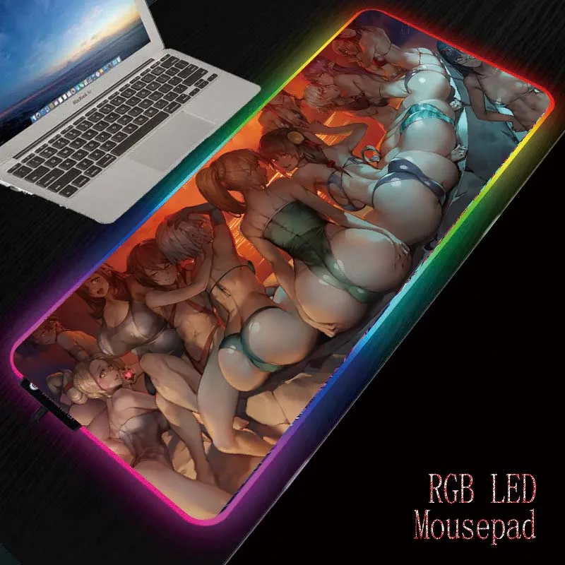Большой игровой RGB коврик для мыши MRGBEST с аниме сексуальной девушкой и задницей