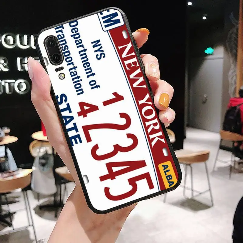 

License New York plate number Phone Case For huawei honor 10 i lite 8x P 30 40 20 lite pro smart 2019 nova 5t mate 20 pro coque