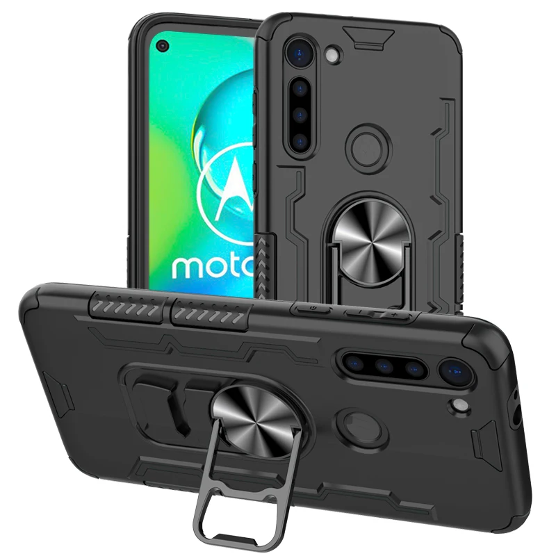 Магнитный чехол для Motorola Moto G8 Power автомобильный держатель с кольцом подставкой