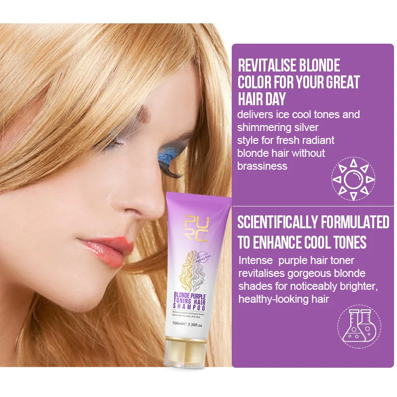 

PURC Golden Purple Shampoo with Yellow and Brass Tones, Suitable for Silver-Gray Purple Shampoo