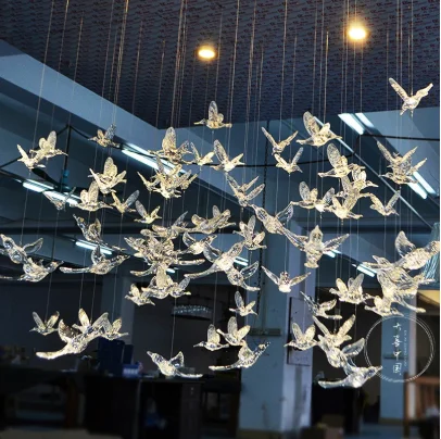 

New Wedding Transparent Bird Akrik Bird Wedding Decoration Shop Window Hanging Roof Decoration
