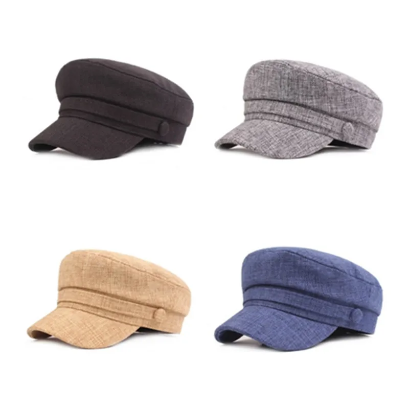 Snapback Кепка SILOQIN мужская плоская кепка s Простые Модные женские армейские военные шапки Новая Винтажная трендовая хлопковая льняная Кепка темно-синяя шляпа