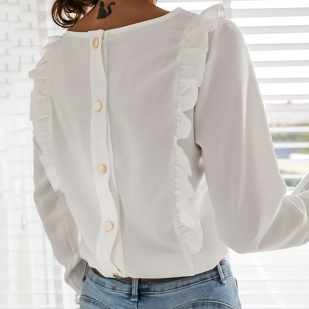 Elegant Ruffles Blouse Blusas Feminina 2020 Spring Womens Clothing Long Sleeve Shirt Korean Fashion Office Button Ladies Tops | Женская