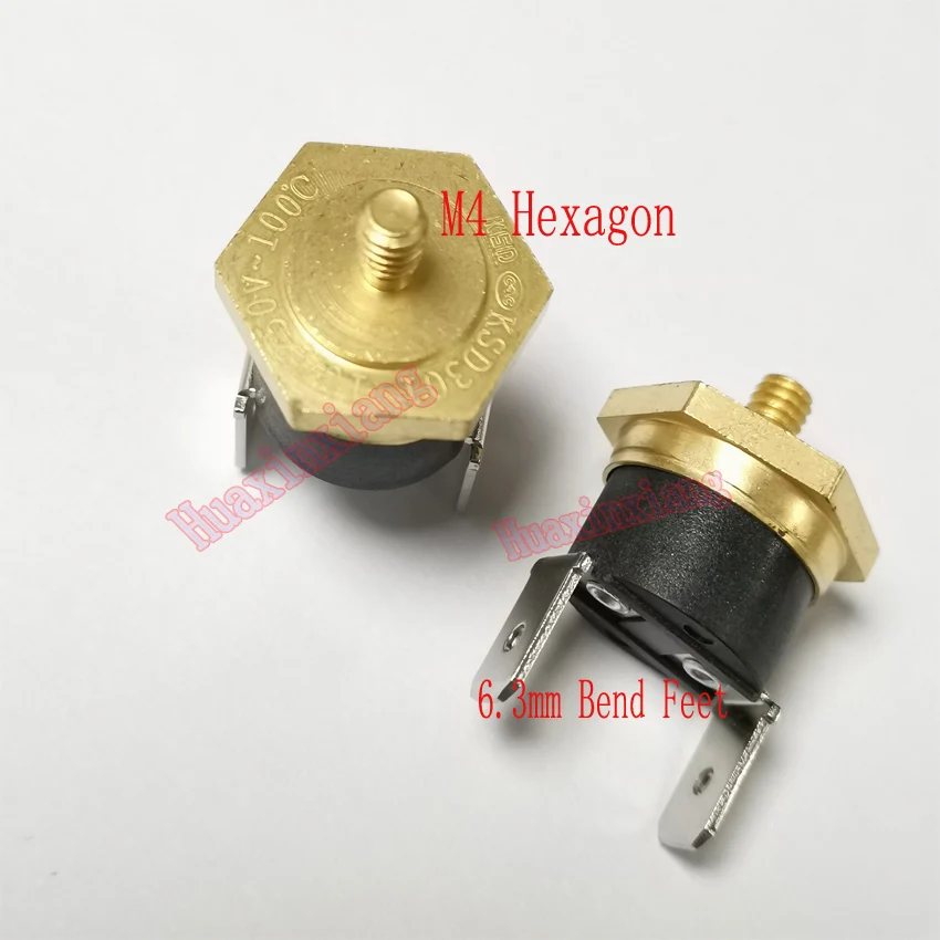 

5PCS/Lot KSD301 Temperature Switch Thermostat Sensor M4 Hexagon-copper-head 10A/250V Normally-Close 45-150 ℃