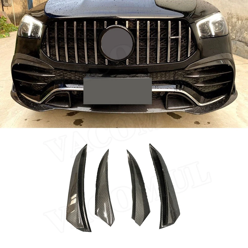 

For Mercedes Benz GLE Class W167 GLE53 AMG SUV 2020 UP Front Bumper Fender Trim Fins Canard Dry Carbon Fiber