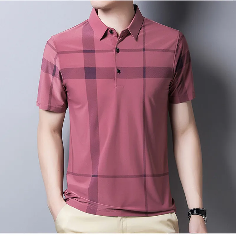 

Summer New Tops Men Knitted Tops Solid Cotton Short Sleeve Clothes Breathable Sport Men's Polo Shirts