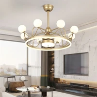 ourfeng ceiling lamps with fan gold with remote clear inivisible blade led fixtures for rooms living room bedroom restaurant